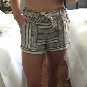 Striped paper bag shorts